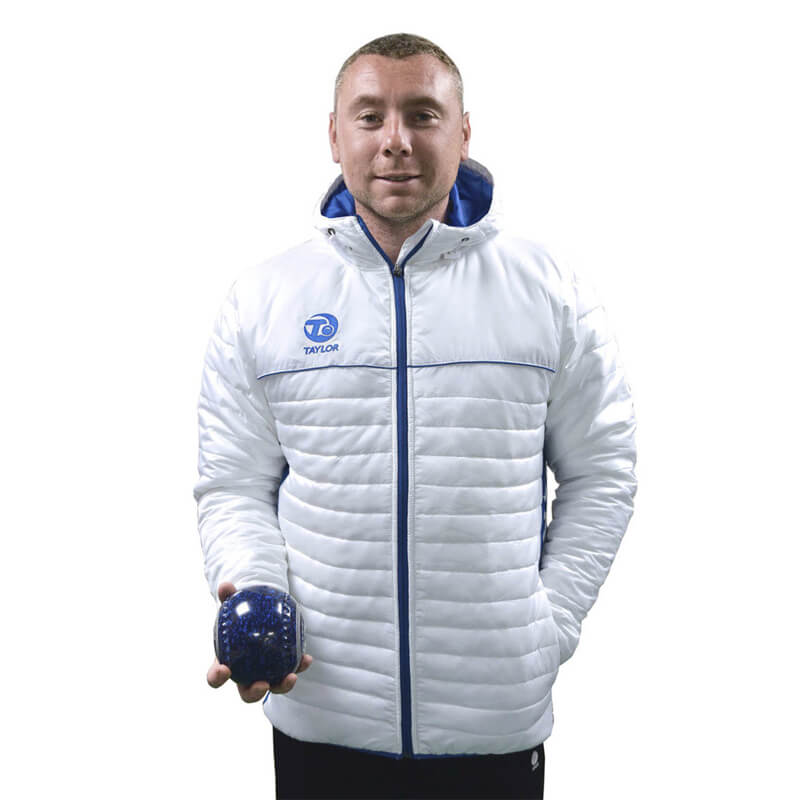 MENS PUFFA HOODIE BLUE/WHITE